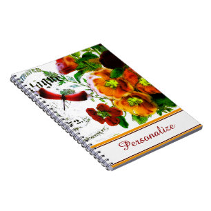Personalised vintage floral logo notebook