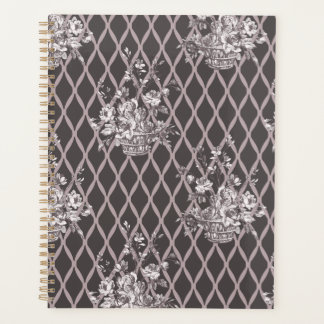 Personalised Vintage Floral Planner in Charcoal Gr