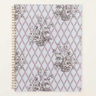 Personalised Vintage Floral Planner in Soft Blue