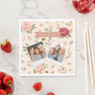 Personalised Vintage Floral Romantic Name Gift Napkin