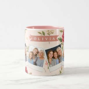 Personalised Vintage Floral Romantic Name Gift Two-Tone Coffee Mug