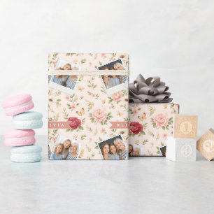 Personalised Vintage Floral Romantic Name Gift Wrapping Paper