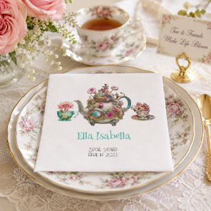 Personalised Vintage Floral Teapot Design Napkin