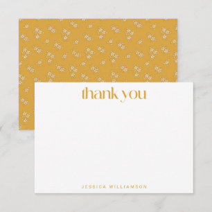 Personalised Vintage Floral Yellow Bridal Shower Thank You Card