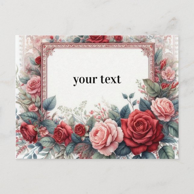personalised vintage frame roses postcard (Front)