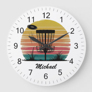 Personalised Vintage Frisbee Disc Golf Basket Large Clock