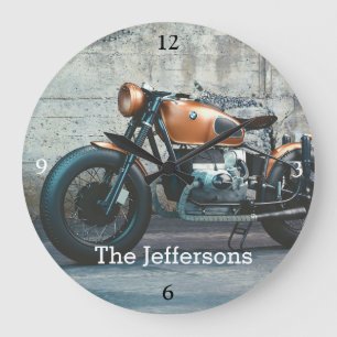 Personalised Vintage German Motorcycle Large Clock