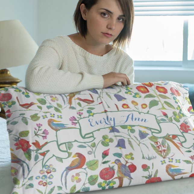 Personalised Vintage Girl Aesthetic Bird Floral Pillowcase (Creator Uploaded)