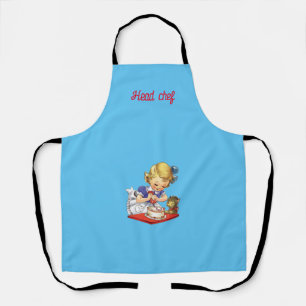 Personalised vintage girl baking a cake apron