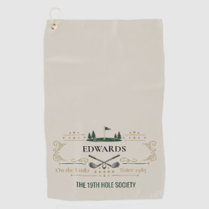 Personalised Vintage Golf Logo Name Towel