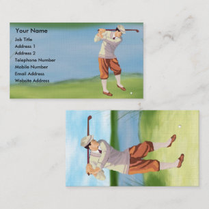 Personalised Vintage Golfer by the Riverbank Business Card
