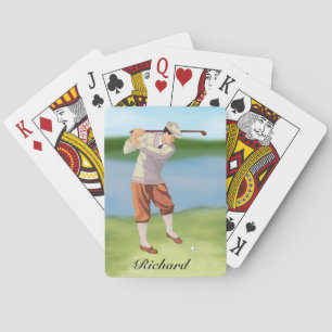 Personalised Vintage Golfer by the Riverbank Playing Cards