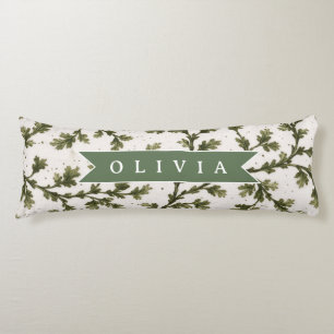 Personalised Vintage Green Garden Botanical Rustic Body Cushion