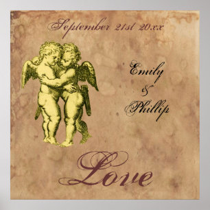 Personalised Vintage Grunge Cherubs Love Poster