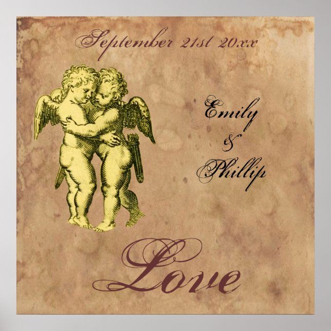 Personalised Vintage Grunge Cherubs Love Poster (Front)