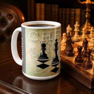 Personalised Vintage Grunge King Chess Piece Coffee Mug