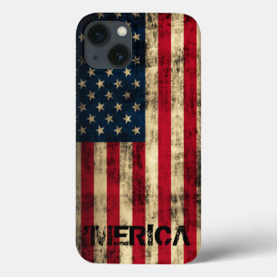 Personalised Vintage Grunge 'Merica Flag iPhone 13 Case
