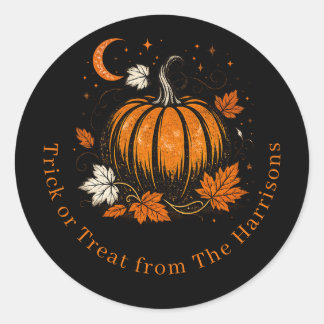 Personalised Vintage Halloween Pumpkin Sticker | C