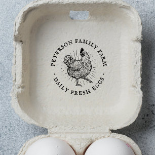 Personalised Vintage Hand-drawn Chicken Egg Rubber Stamp