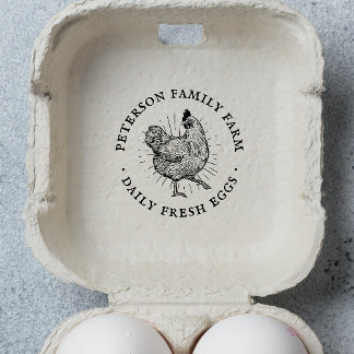 Personalised Vintage Hand-drawn Chicken Egg Rubber Stamp
