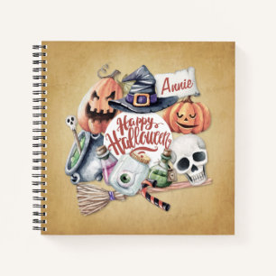 Personalised Vintage Happy Halloween   Notebook
