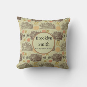 Personalised Vintage Honey Bumblebee Sage Cushion