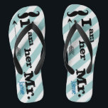Personalised Vintage I am Her Mr. Stripes Thongs<br><div class="desc">Personalised Vintage I am Her Mr. Stripes Pattern - Photo Props! Honeymoon Beach Attire</div>