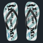Personalised Vintage I am Her Mr. Stripes Thongs<br><div class="desc">Personalised Vintage I am Her Mr. Stripes Pattern - Photo Props! Honeymoon Beach Attire</div>