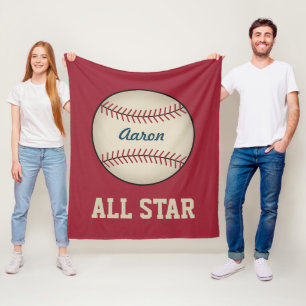 Personalised Vintage Kids Baseball Fleece Blanket