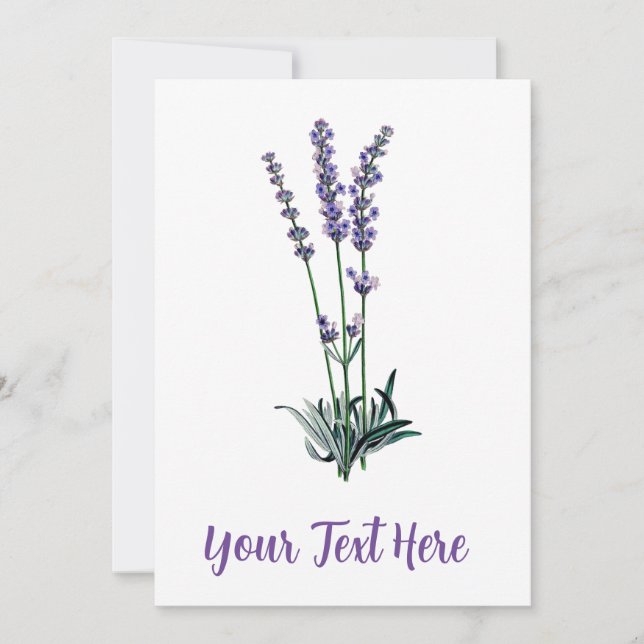 Personalised Vintage Lavender Flower Invitation (Front)