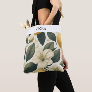 personalised vintage lemons tote bag