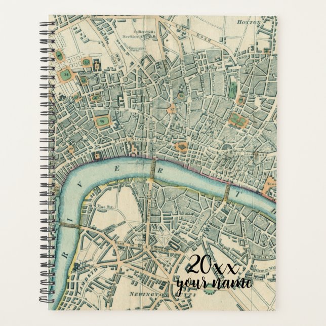 Personalised Vintage London Map Planner (Front)