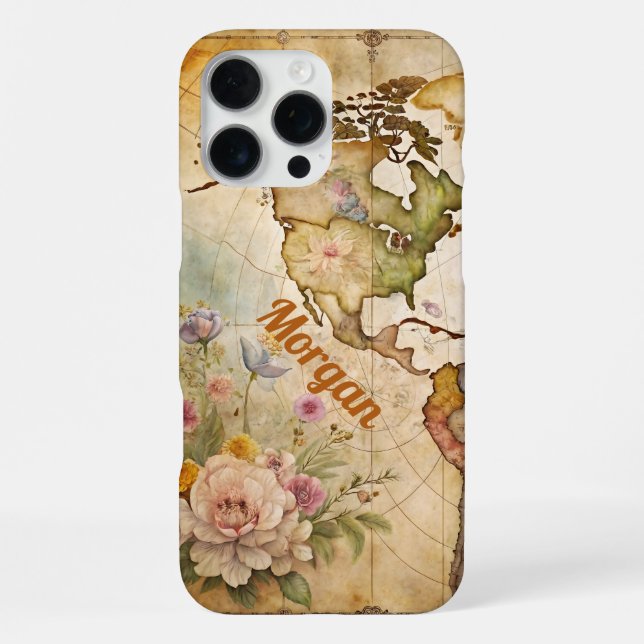 Personalised Vintage Map iPhone Case (Back)