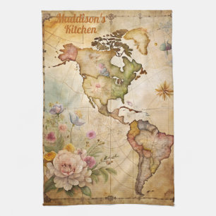 Personalised Vintage Map Tea Towel