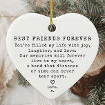 Personalised Vintage Minimal Best Friend Christmas Ceramic Ornament<br><div class="desc">Celebrate the bond of friendship this holiday season with the Personalised Vintage Minimal Best Friend Christmas Ceramic Ornament. Featuring a timeless design, this ceramic heart ornament is the perfect way to send a heartfelt message to your best friend. Whether for old friends or close companions, this keepsake gift captures the...</div>