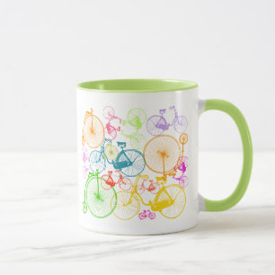 Personalised Vintage Modern Bicycle Neon Pattern Mug