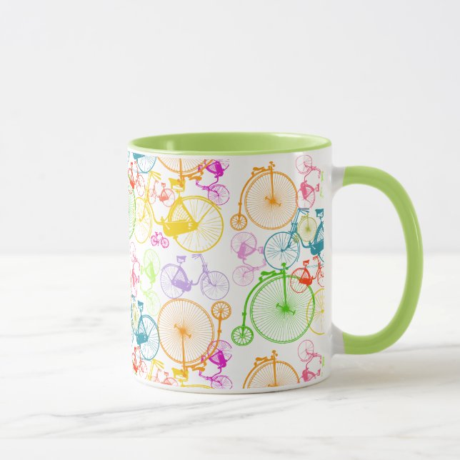 Personalised Vintage Modern Bicycle Neon Pattern Mug (Right)