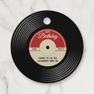 Personalised Vintage Music Theme Party Decor Favour Tags