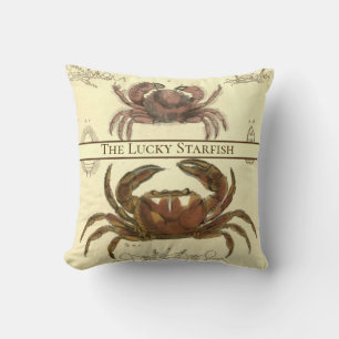 Personalised Vintage Nautical Crab Watercolor Cushion