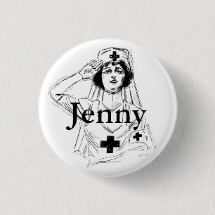Personalised Vintage Nurse Graphics Button