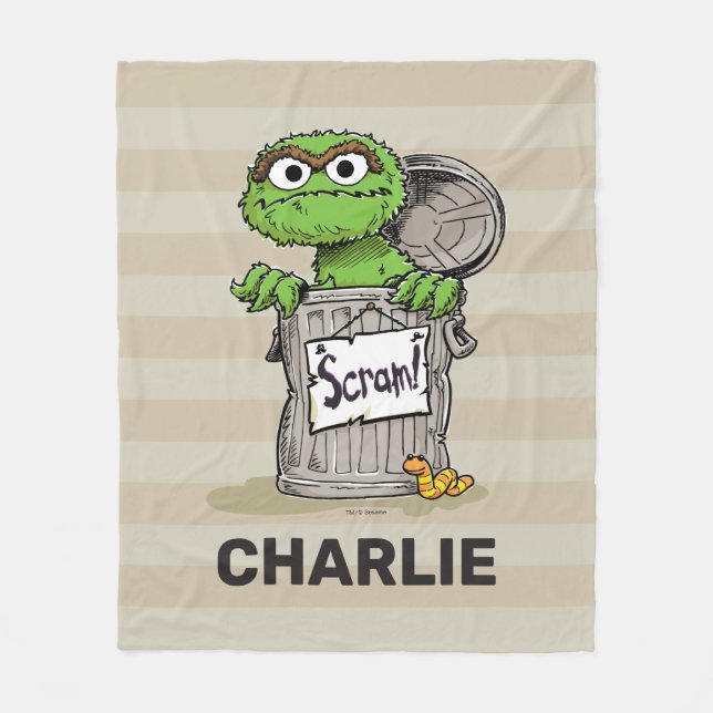 Personalised Vintage Oscar the Grouch Scram Fleece Blanket (Front)