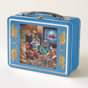 Personalised Vintage Parisian Cat Party Metal Lunch Box