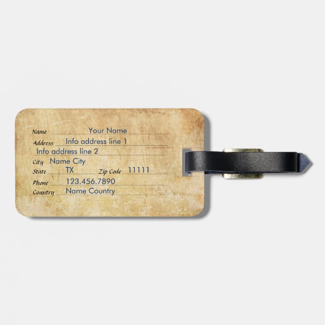 Personalised Vintage Patriotic American Flag Luggage Tag (Back Horizontal)