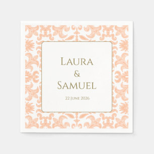 Personalised Vintage Peach Wedding Napkins