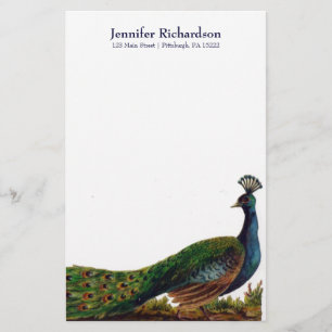 Personalised Vintage Peacock Stationery