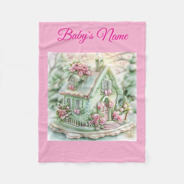 Personalised Vintage Pink Christmas Baby Blanket (Front)