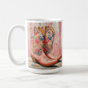 Personalised Vintage Pink Cowgirl Boots Coffee Mug