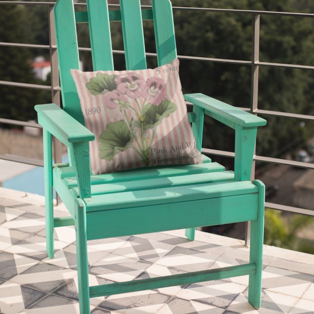 Personalised Vintage Pink White Geranium Flower Cushion (Creator Uploaded)