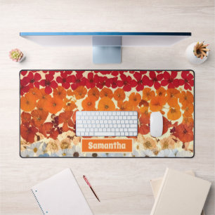 Personalised Vintage Pressed Flower Ombre Desk Mat