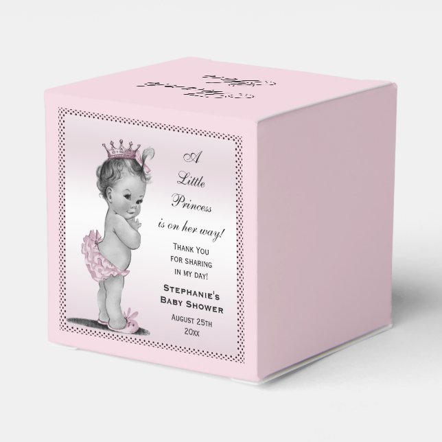 Personalised Vintage Princess Baby Thank You Favour Box (Back Side)